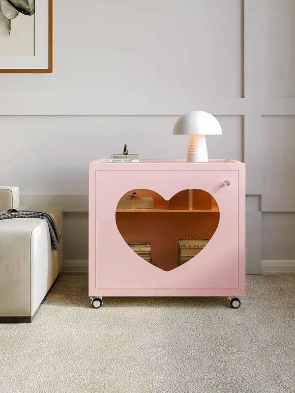 Cream Style Mobile Sofa Side Cabinets Living Room Corner Tables Bedroom Bedside Tables Home Furniture Storage 1