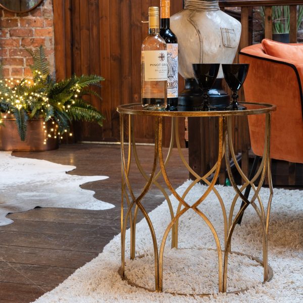 Elegant Duo of Gold Lattice Side Tables 2